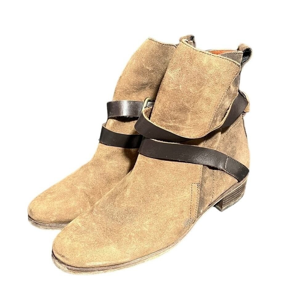 See by Chloe Suede Ankle Boots Womens 39 Brown Buckle Strap Leather Moto Booties